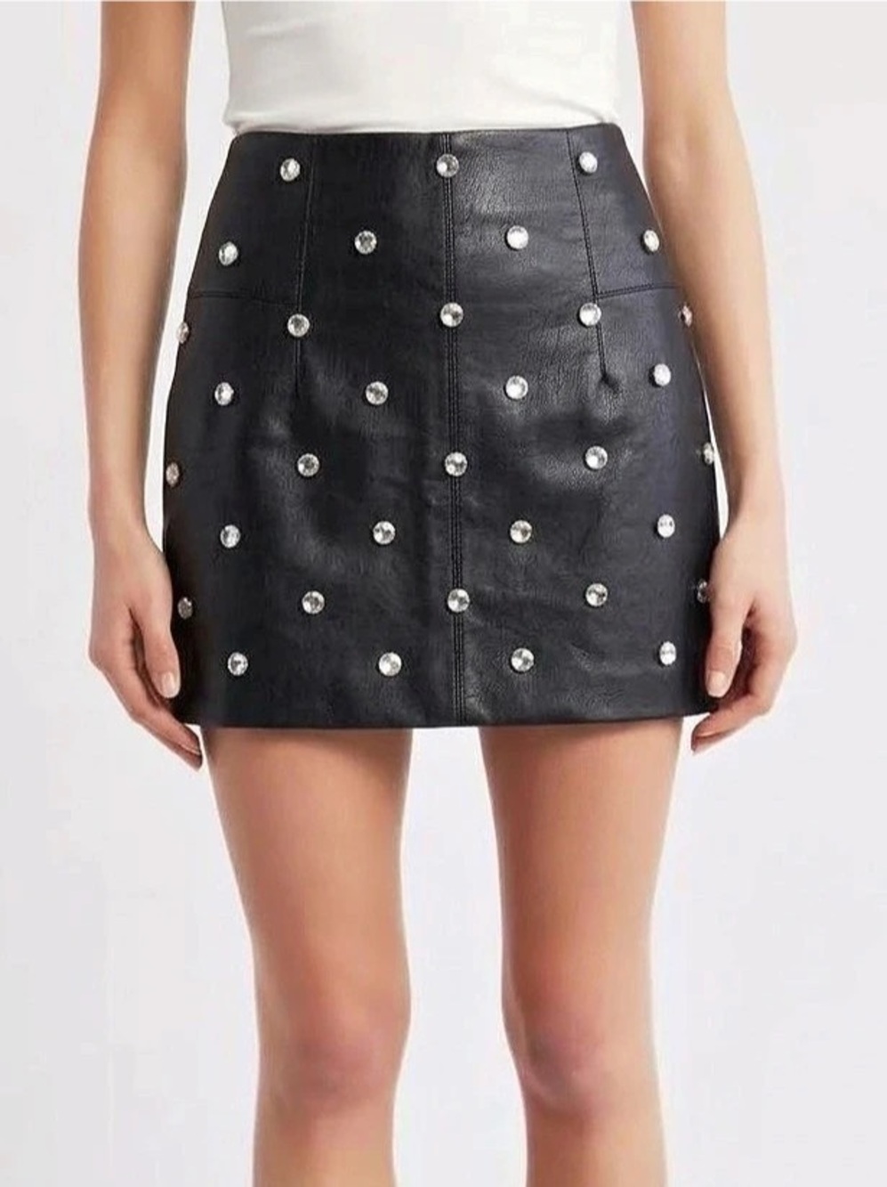 Topshop Embellished Faux Leather Mini Skirt Size 10 NWT